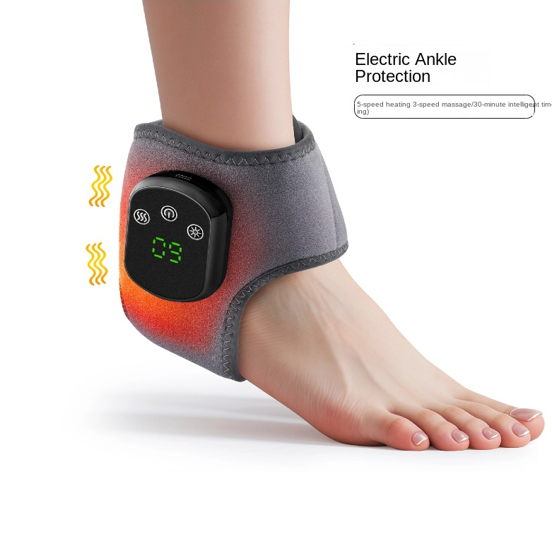 USB Heated Ankle Support with Hot Compress Massage Function Rechargeable Foot Ankle Joint Care and Foot Massager